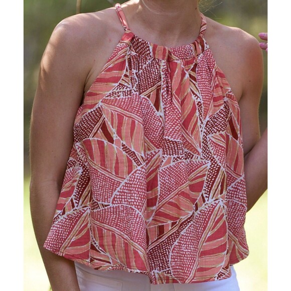 Shebird Tops - Shebird The Sofia Halter Gauze Bra Top Palm Print size M/L (5) Lightweight